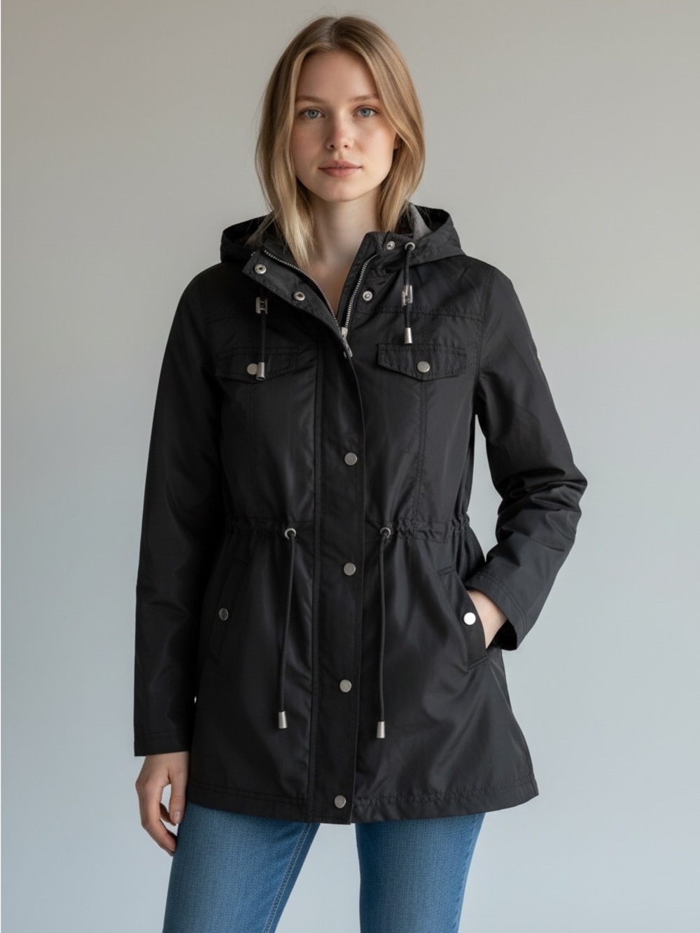 Merona Black Hooded Utility Anorak Jacket